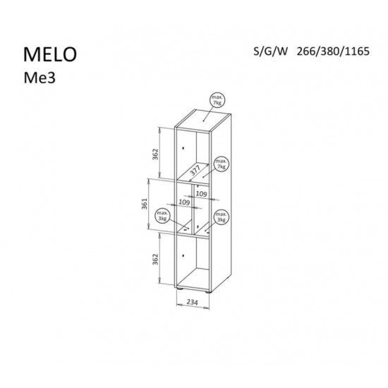 Melo ME3 polcos szekrény