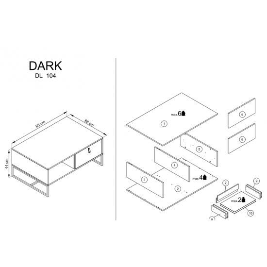 Dark DL104 asztal