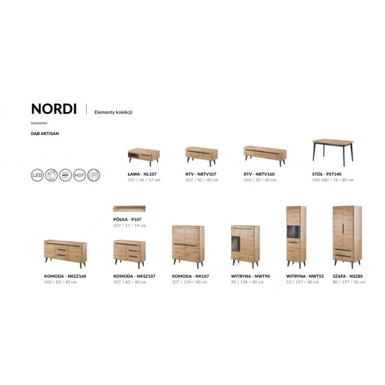 Nordi PST140 kihúzható asztal artisan